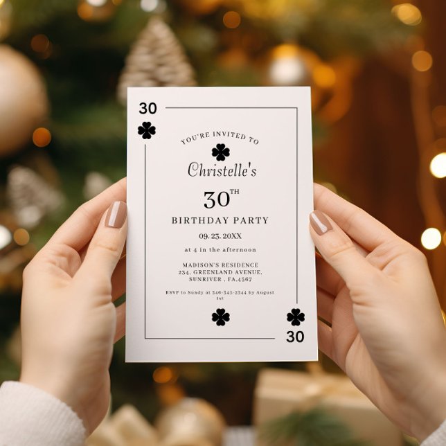 Modern Playing Card Playing Card 30th Birthday Inbjudningar (Skapare uppladdad)