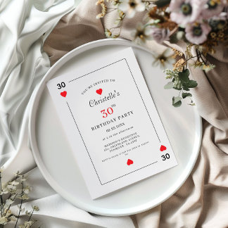 Modern Playing Card Playing Card 30th Birthday Inbjudningar