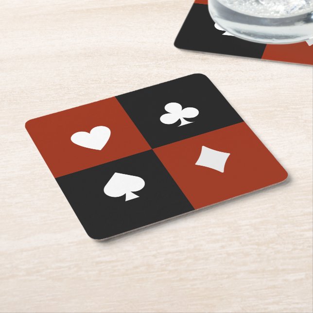 Modern Playing Card Suit Poker & Bridge  Underlägg Papper Kvadrat (Vinklad)
