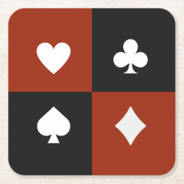 Modern Playing Card Suit Poker & Bridge Underlägg Papper Kvadrat