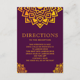 Modern Plommon Guld Mandala Indiska Riktningar Inbjudningar