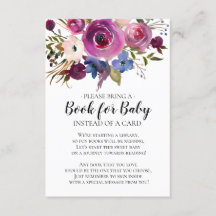 Modern Plum Blommigt Baby Shower Bok för Baby