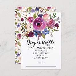 Modern Plum Blue Baby Shower Diaper Raffle Biljett Inbjudningar