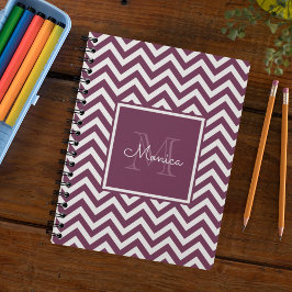 Modern plum Chevron Mönster Monogram bärbar dator Anteckningsbok