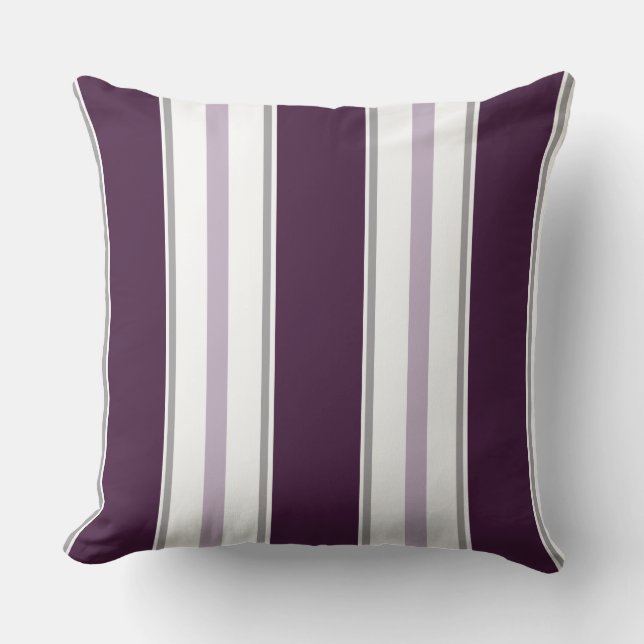 Modern Plum Lavender Grått White Rand | Kudde (Framsida)