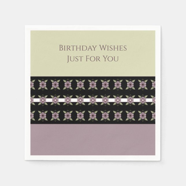 Modern Plum Lila Blommigt Designer Luncheon Pappersservett (Framsidan)