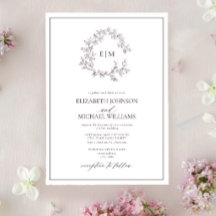 Modern Plum Lila Leafy Vapensköld Monogram Bröllop
