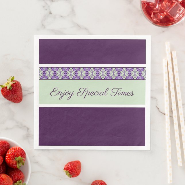 Modern Plum Lila Patterned Pappersservett (Insitu)