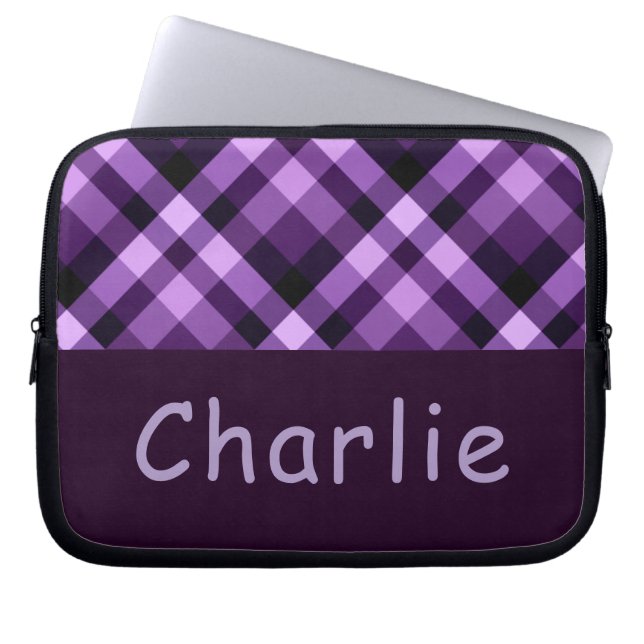 Modern Plum Lila Play Monogram Laptop sleeve (Framsidan)