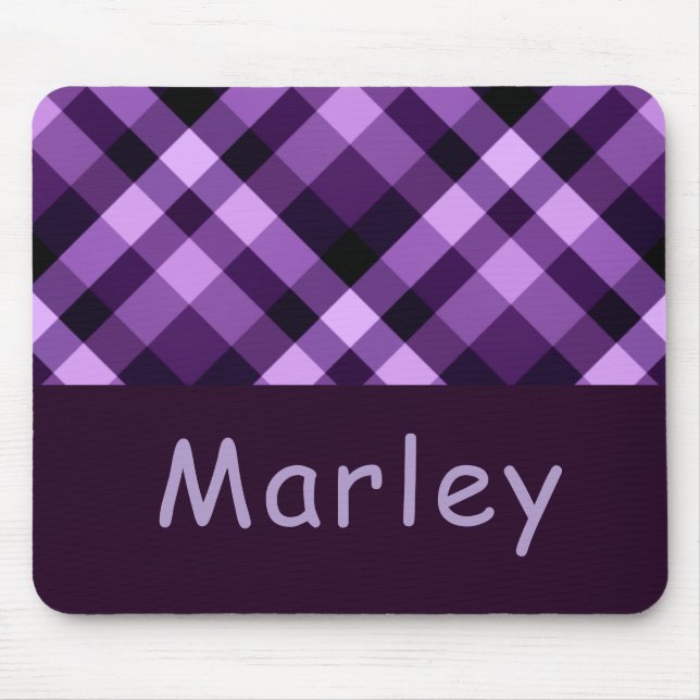 Modern Plum Lila Play Monogram Mouse Pad Musmatta (Framsidan)