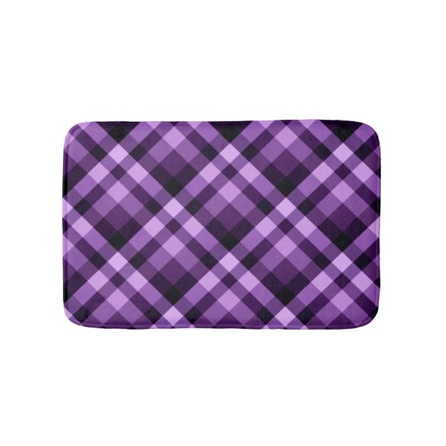 Modern Plum Lila Pput Mönster Small Bath Mat Badrumsmatta (Framsidan)