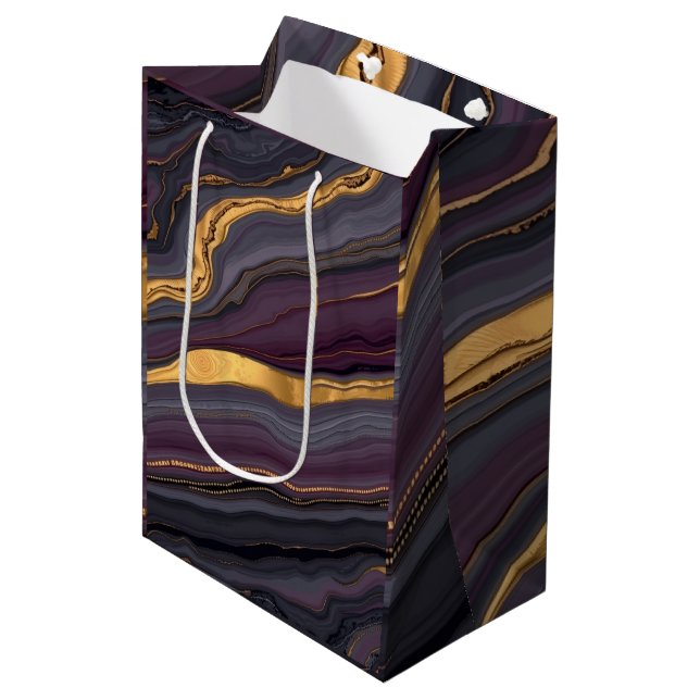 Modern Plum Metallic Agate Marble Abstract Art (Framsidan Vinklad)