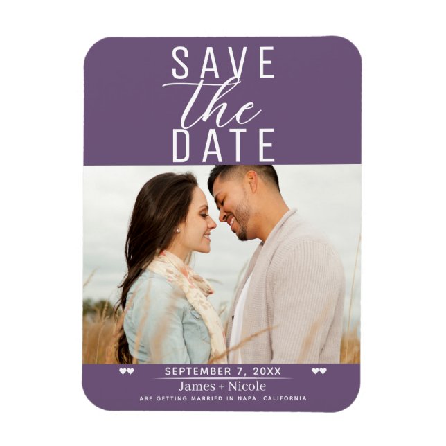 Modern Plumplom Save the Date Bröllopsfoto Magnet (Vertikal)