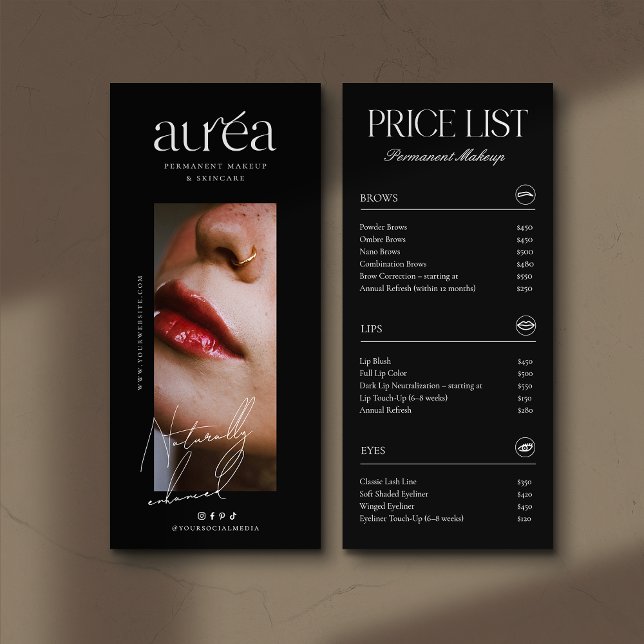 Modern PMU Cosmetic Salon Service Price List Reklamkort (Skapare uppladdad)