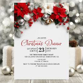 Modern Poinsettia Christmas Dinner Party Inbjudningar