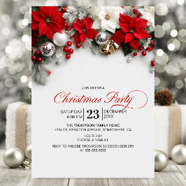 Modern Poinsettia Christmas Party Inbjudningar