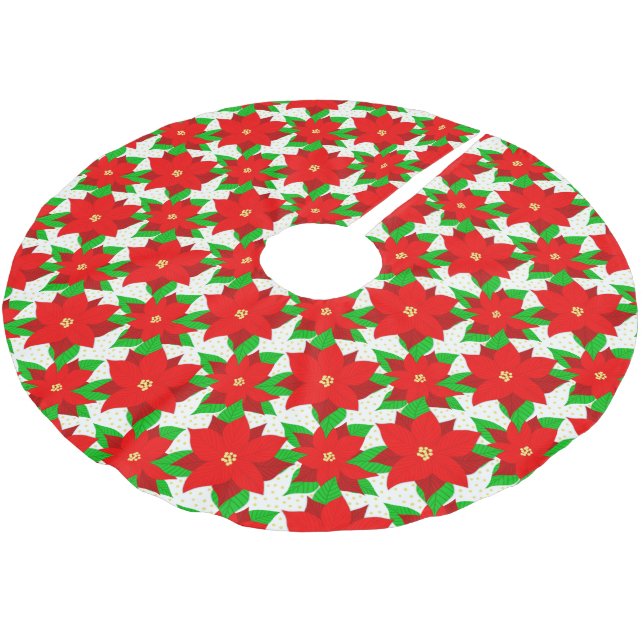 Modern Poinsettia Flower Mönster Julgransmatta Borstad Polyester (Vinklad)