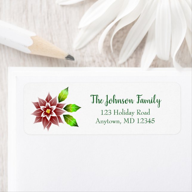 Modern Poinsettia Flower | RETURADRESS Etikett (Insitu)