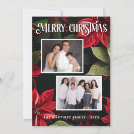 Modern Poinsettia God jul Photo Julkort