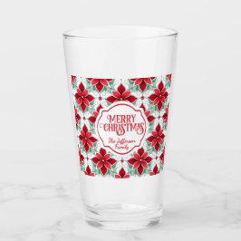 Modern Poinsettia pattern christmas white bg Glaskopp
