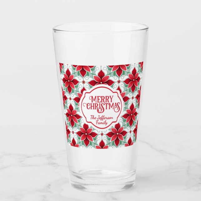 Modern Poinsettia pattern christmas white bg Glaskopp (Framsida)