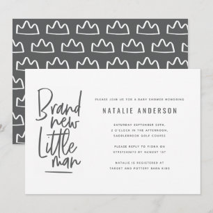 Modern pojke baby shower-festinvitation inbjudningar
