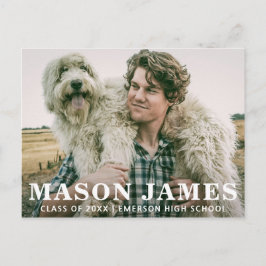 Modern Pojke Foto Textöverlägg Examen Meddelande Vykort