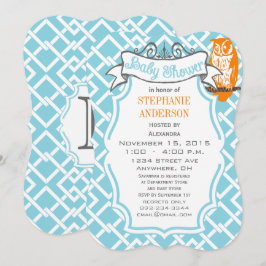 Modern Pojke Geometric Mönster Uggla Shower Inbjudningar