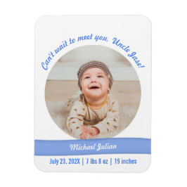 Modern Pojke Photo Birth Announcement farbror Magnet