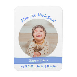 Modern Pojke Photo Birth Announcement farbror Magnet