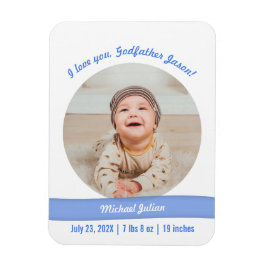 Modern Pojke Photo Birth Announcement Godfather Magnet