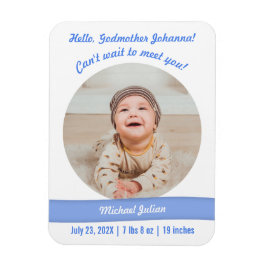 Modern Pojke Photo Birth Announcement Godmor Magnet