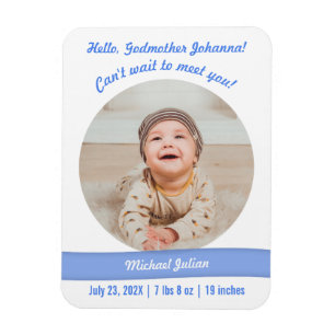Modern Pojke Photo Birth Announcement Godmor Magnet