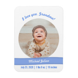 Modern Pojke Photo Birth Announcement Grandma Magnet