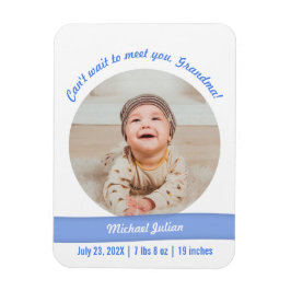 Modern Pojke Photo Birth Announcement Grandma Magnet