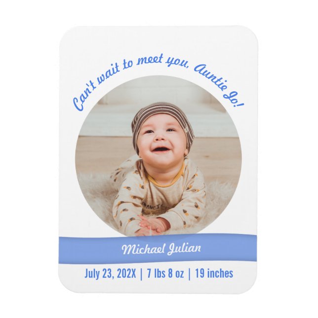 Modern Pojke Photo Birth Auncement Auntie Magnet (Vertikal)