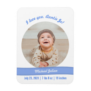Modern Pojke Photo Birth Auncement Auntie Magnet