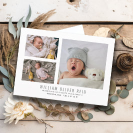 Modern Pojke Photo Collage Birth Meddelande