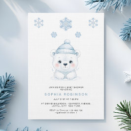 Modern Polar Bear Winter Baby Boy Shower Inbjudningar
