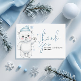 Modern Polar Bear Winter Baby Boy Shower Tack Kort