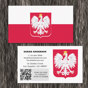 Modern Polen, Affärskort, polsk Flagga/QR-kod Visitkort