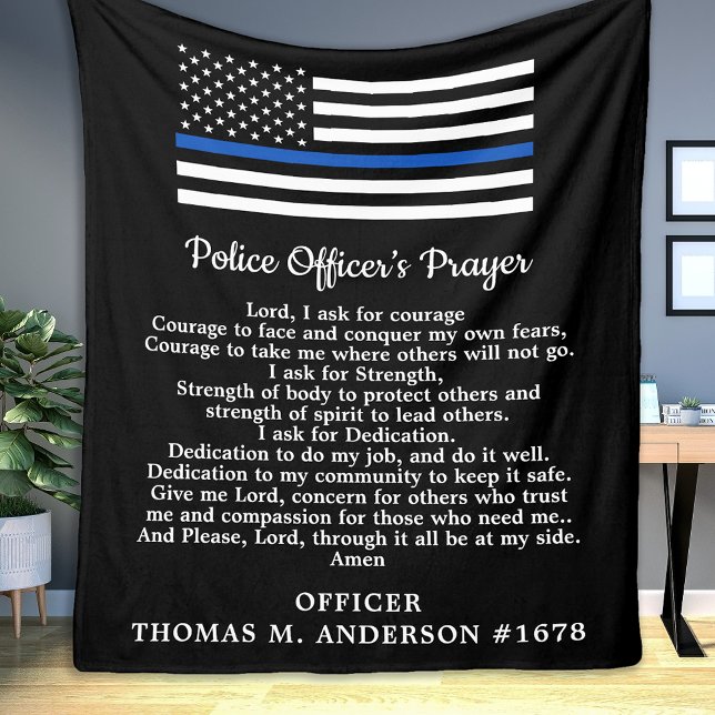 Modern polis Prayer Thin Blue Line Fleecefilt (Skapare uppladdad)