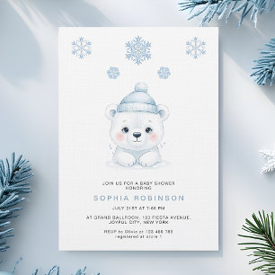 Modern Polisbarn Vinter Baby Boy Shower Inbjudningar