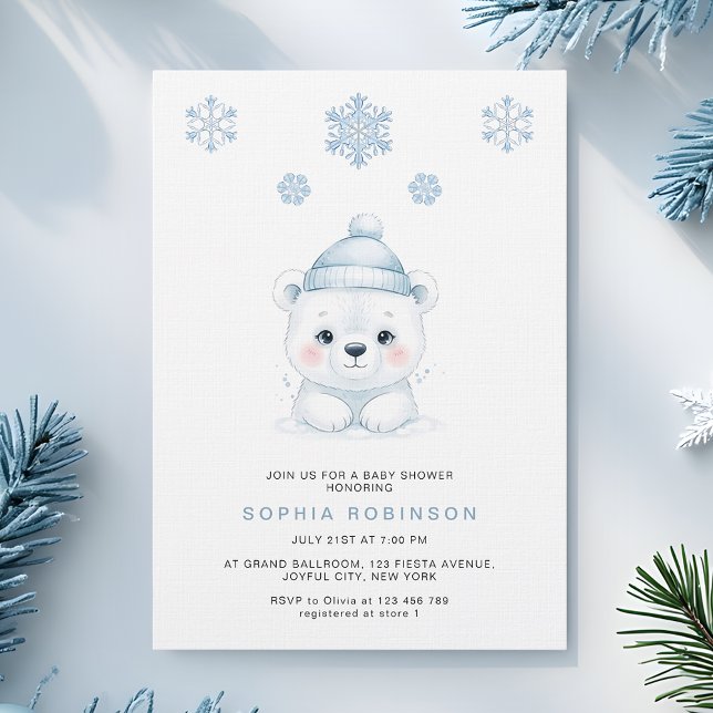 Modern Polisbarn Vinter Baby Boy Shower Inbjudningar (Skapare uppladdad)