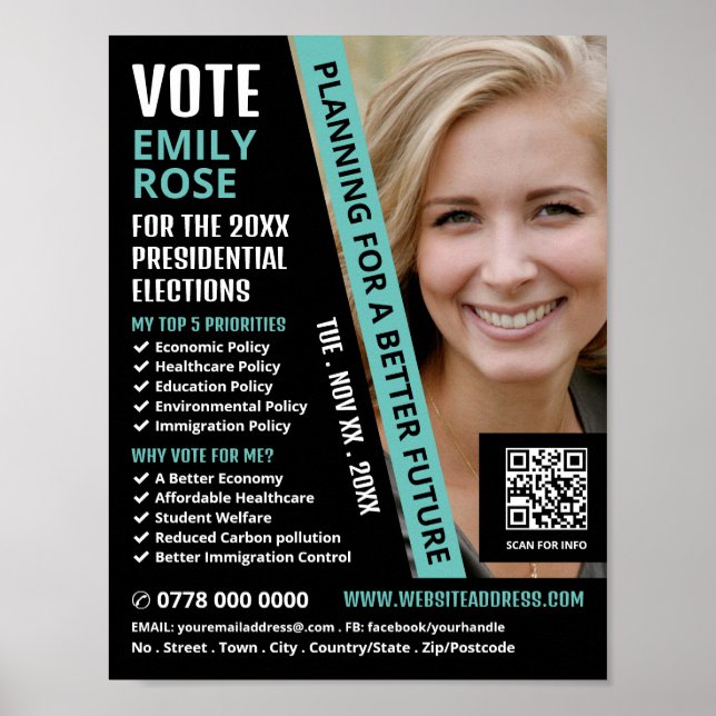 Modern politisk reklamkampanj i Trendiget Poster (Framsidan)