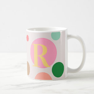 Modern Polka Dot Monogram Kaffemugg