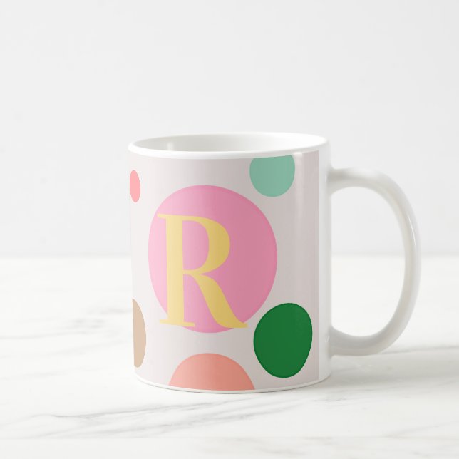 Modern Polka Dot Monogram Kaffemugg (Höger)