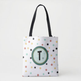 Modern polka-dot-monogramdesign tygkasse