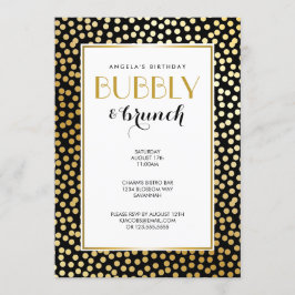 Modern Polka Dot Mönster Black och Guld Inbjudningar