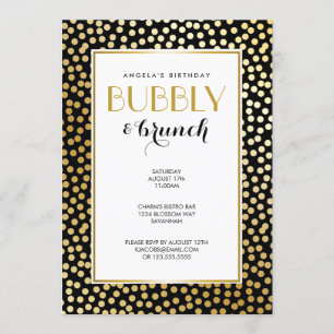 Modern Polka Dot Mönster Black och Guld Inbjudningar